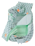 Kokon w zestawie 5 elementowym 100x60x15cm - Las z miętowym Minky 